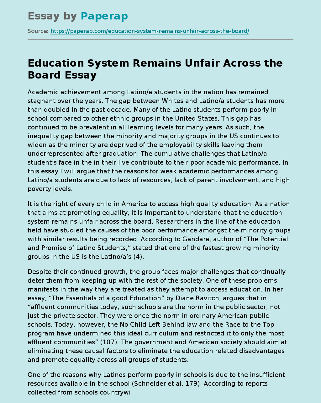 Education System Remains Unfair Across the Board