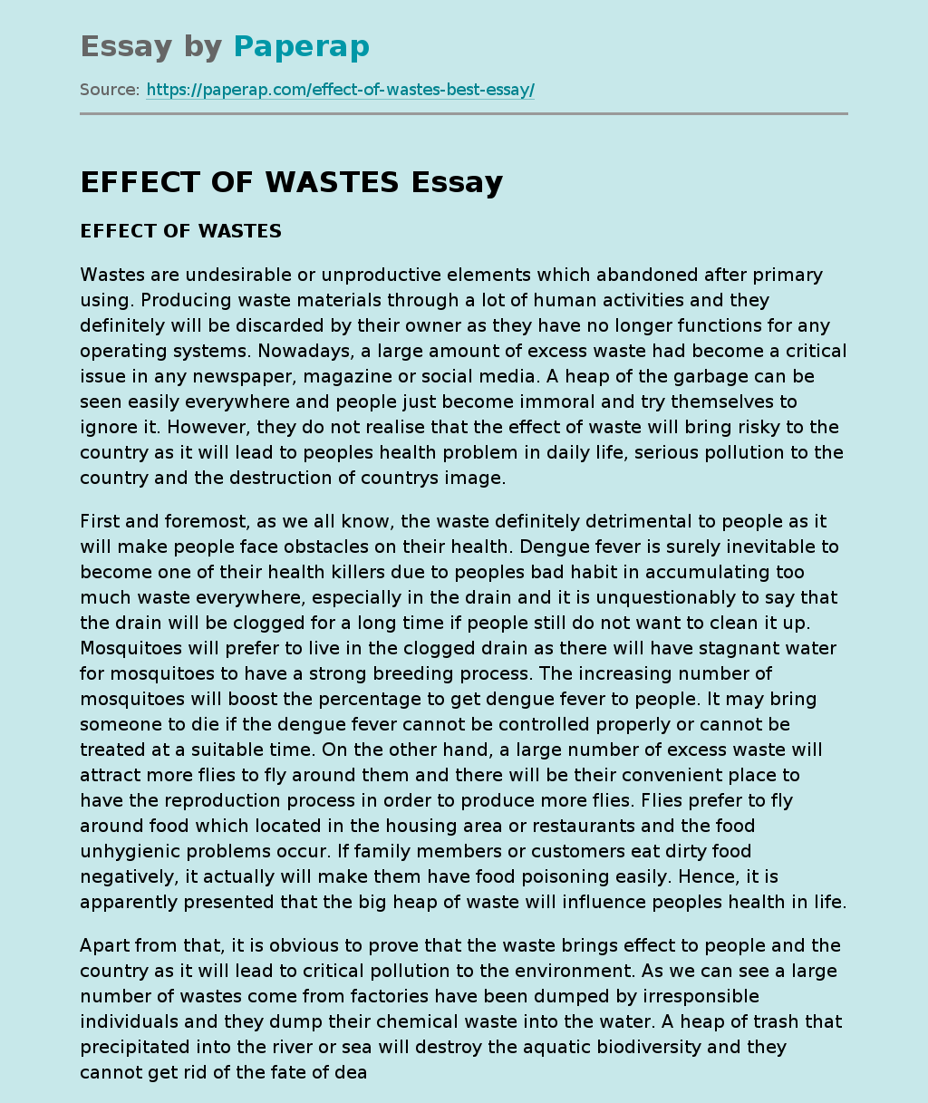 EFFECT OF WASTES