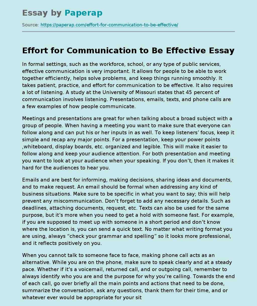 Effort for Communication to Be Effective