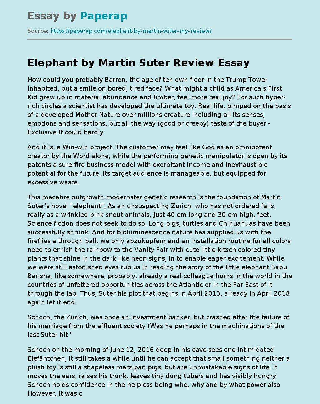 Book "Elephant" by Martin Suter