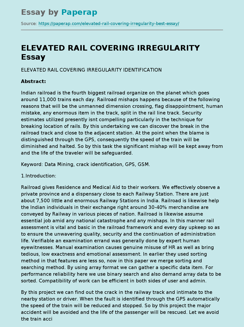 ELEVATED RAIL COVERING IRREGULARITY