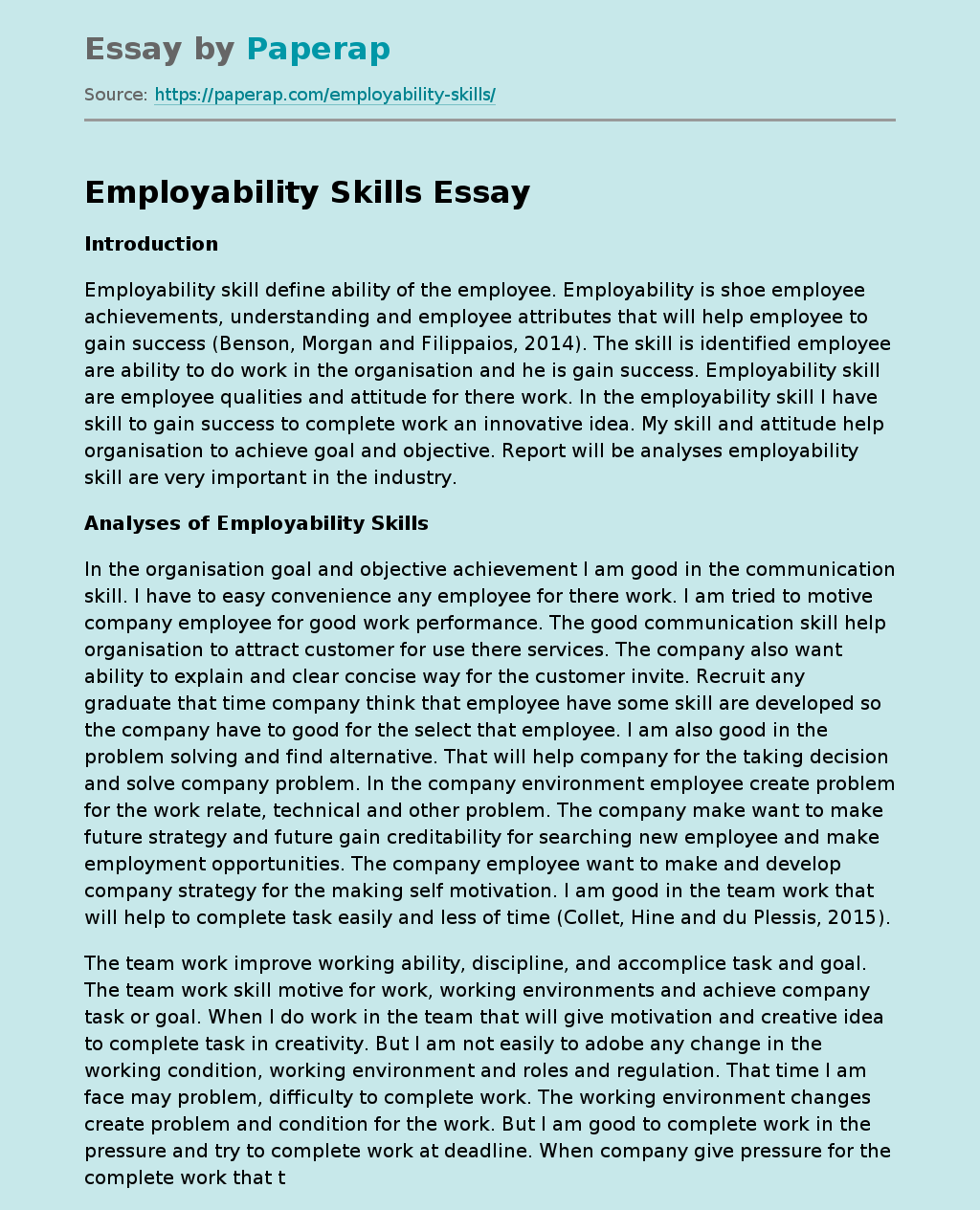 essay writing on employability skills