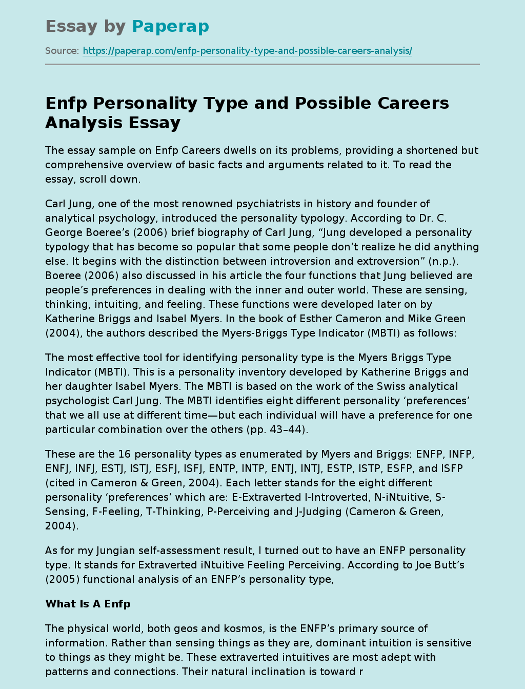 Enfp Personality Type and Possible Careers Analysis