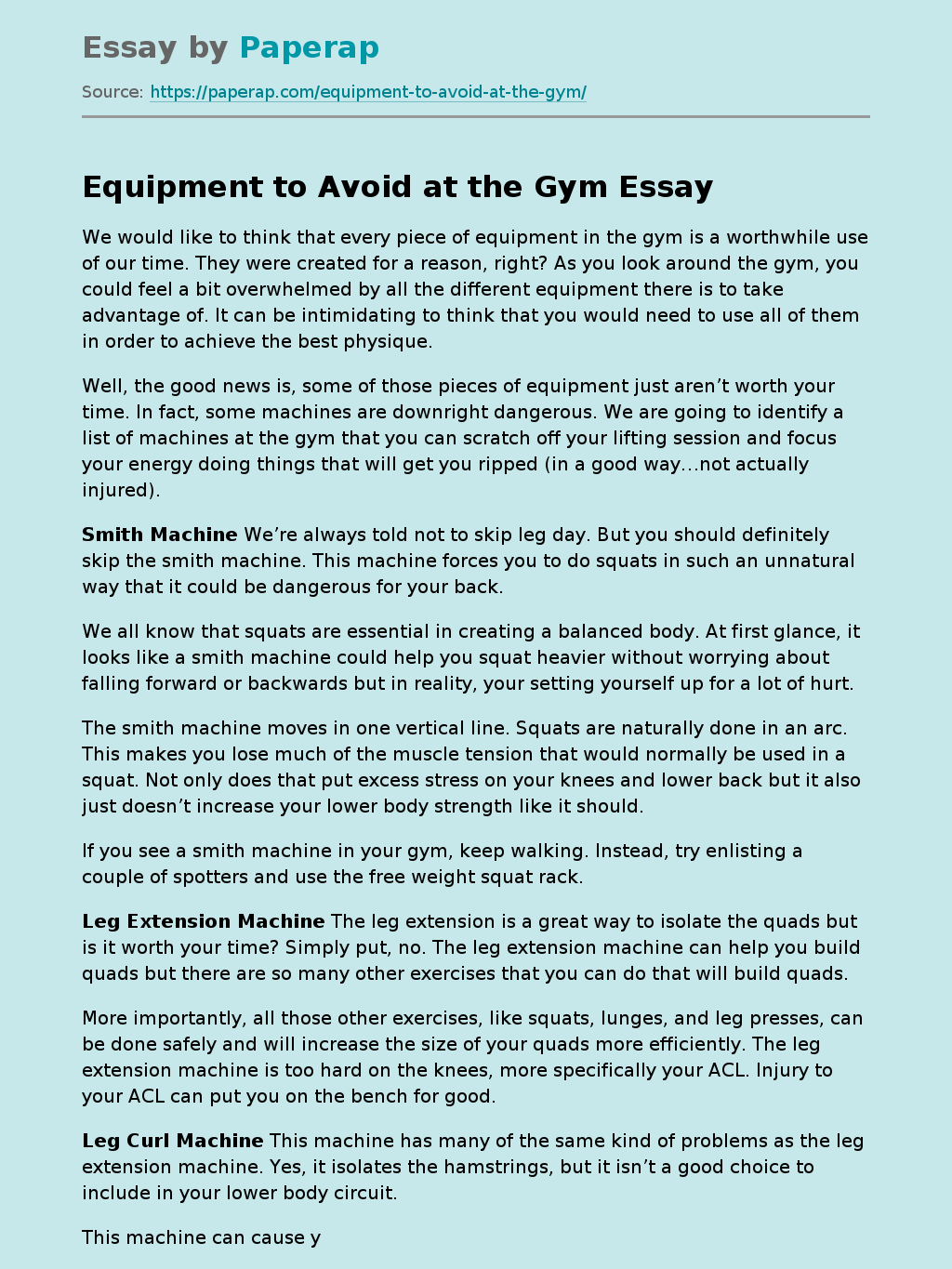 Equipment to Avoid at the Gym
