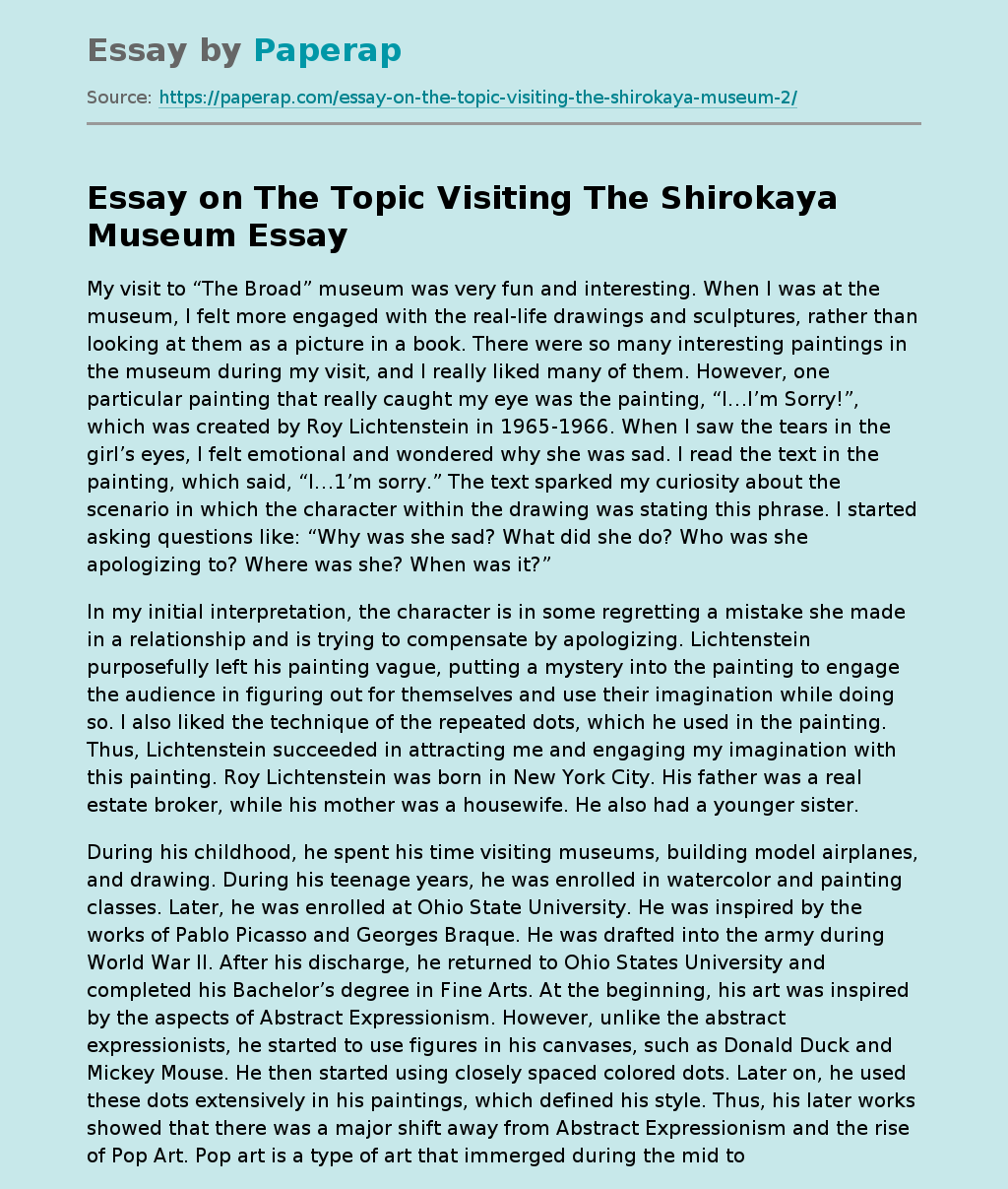 Essay on The Topic Visiting The Shirokaya Museum