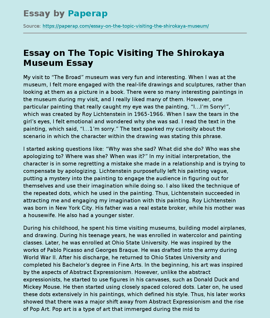 Essay on The Topic Visiting The Shirokaya Museum