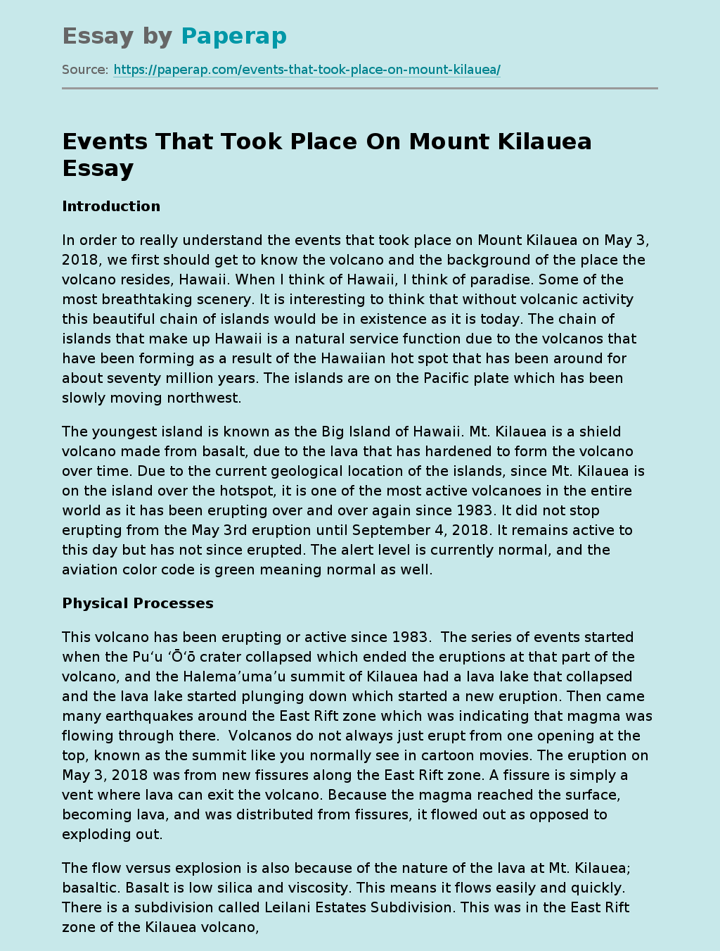 Events That Took Place On Mount Kilauea