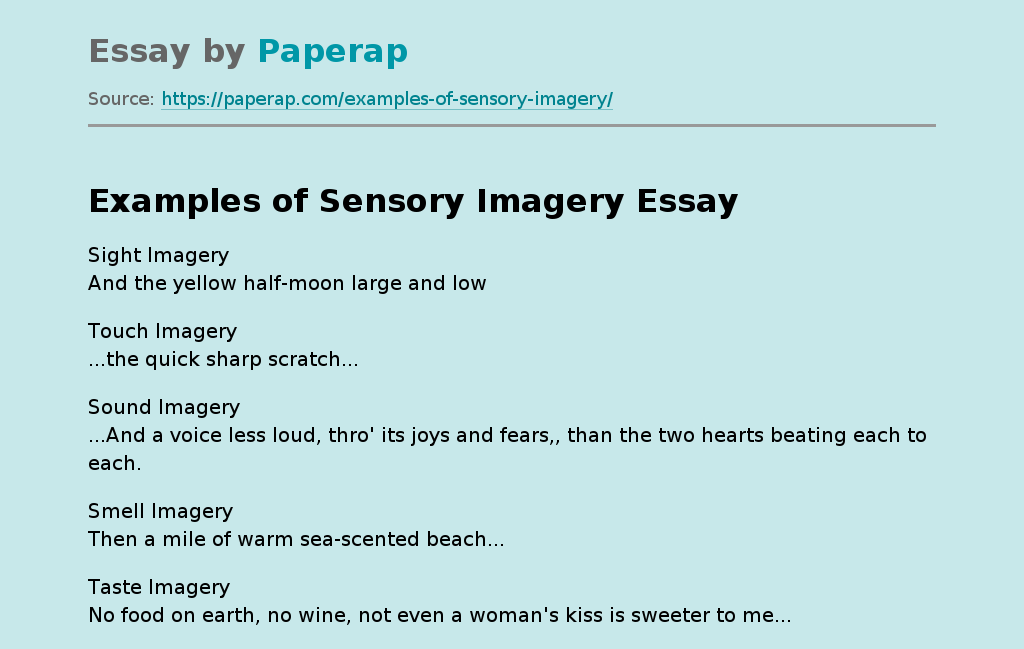 Sensory Images Examples With Answers