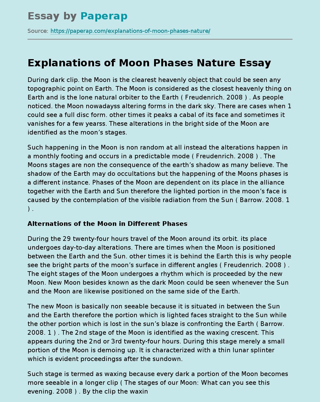 Explanations of Moon Phases Nature