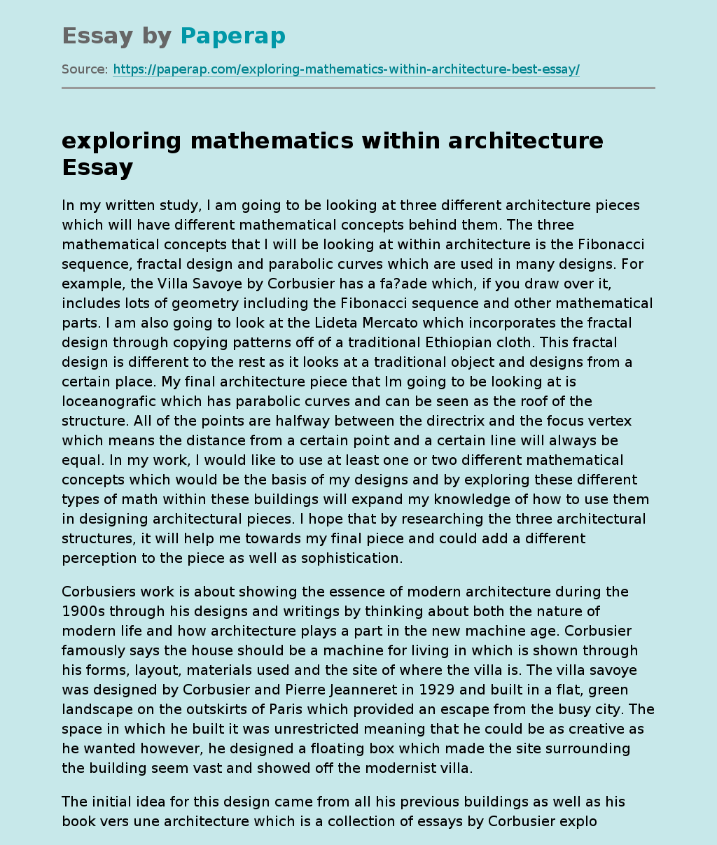 exploring mathematics within architecture