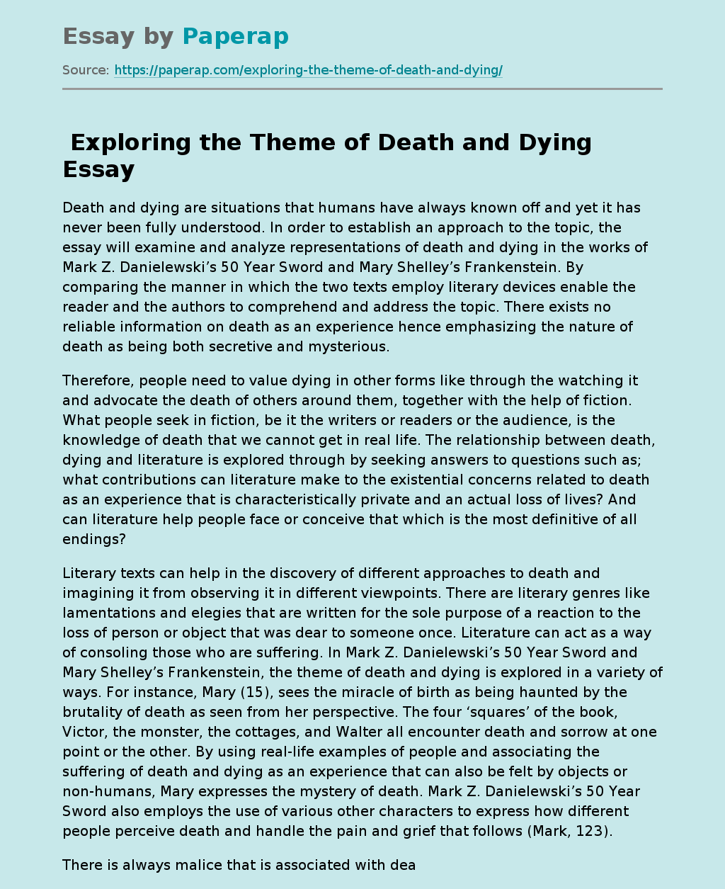  Exploring the Theme of Death and Dying