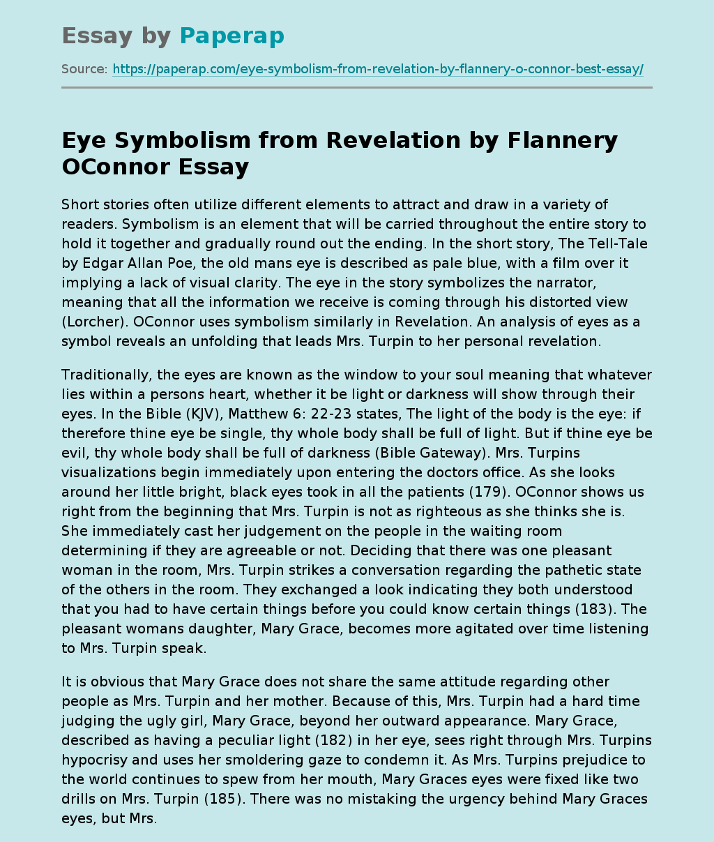 Eye Symbolism from Revelation by Flannery OConnor