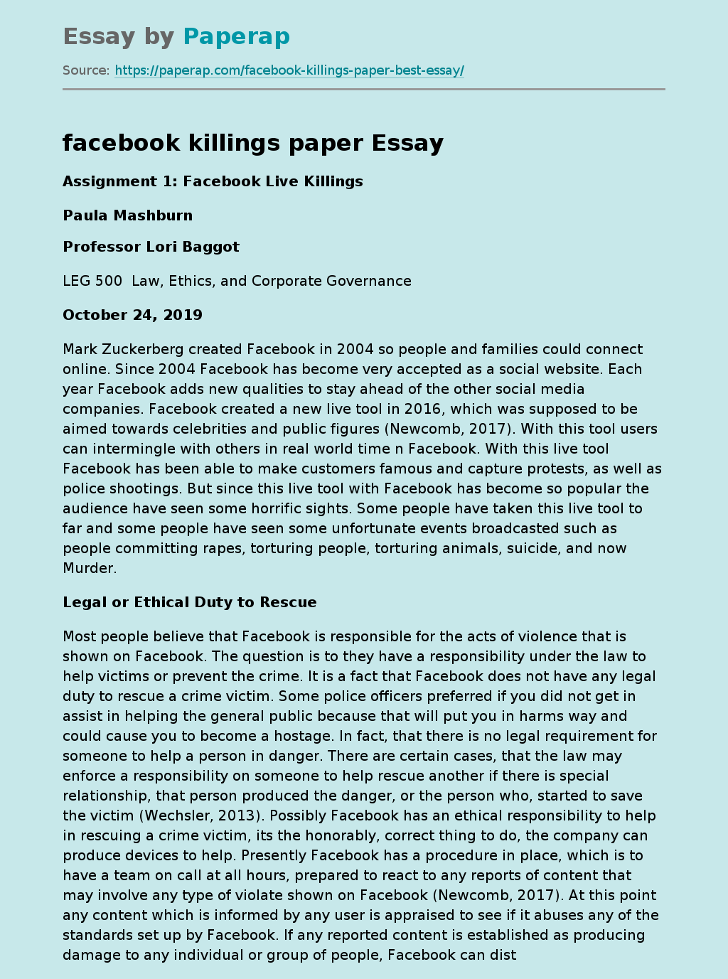 facebook killings paper