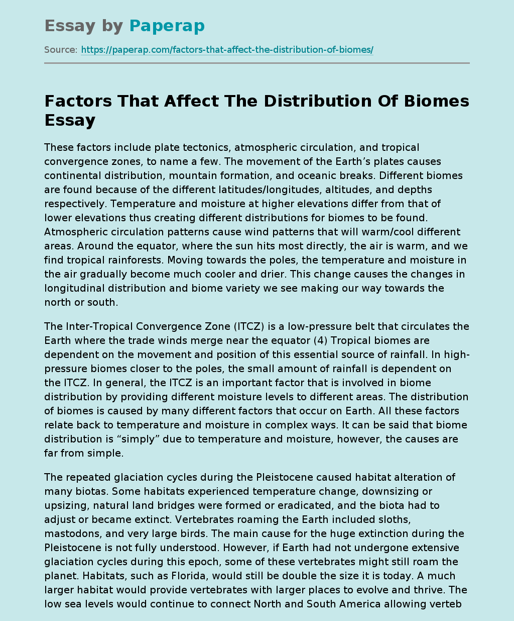 Factors That Affect The Distribution Of Biomes