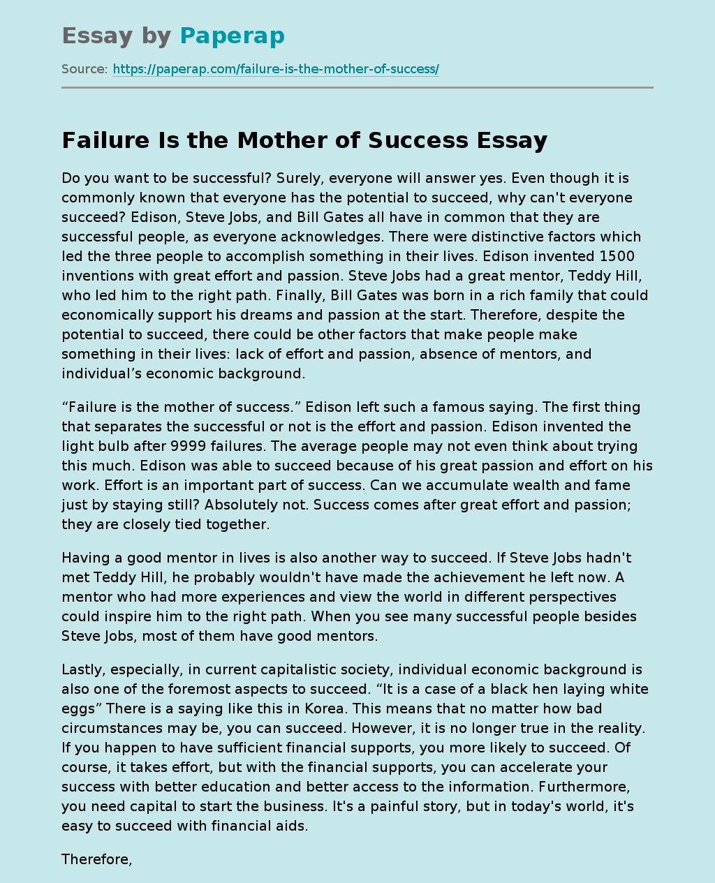 Failure Is the Mother of Success