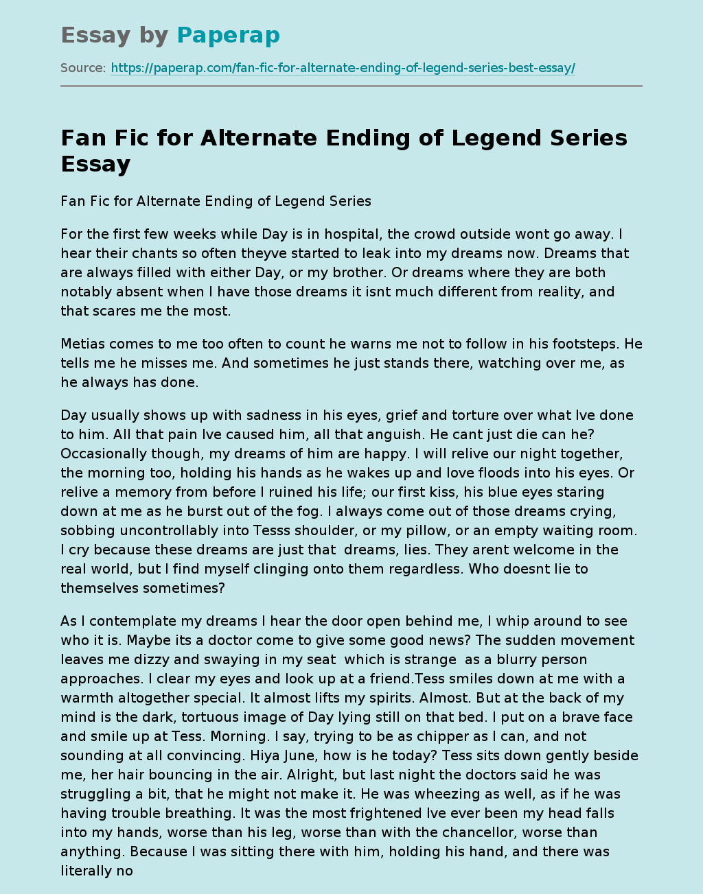 Fan Fic for Alternate Ending of Legend Series