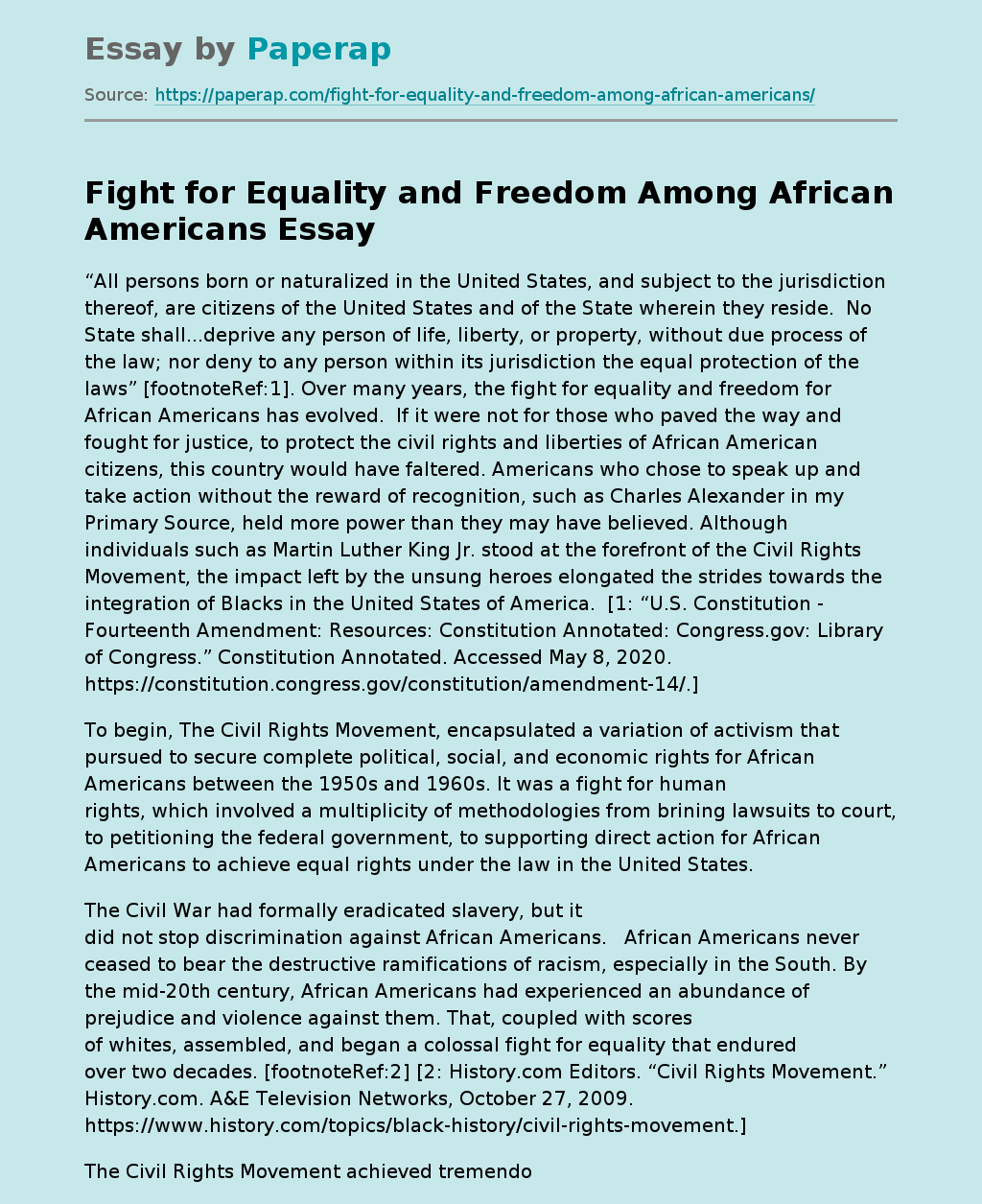 Fight for Equality and Freedom Among African Americans