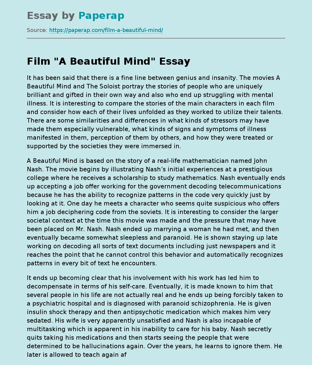 Film "A Beautiful Mind"