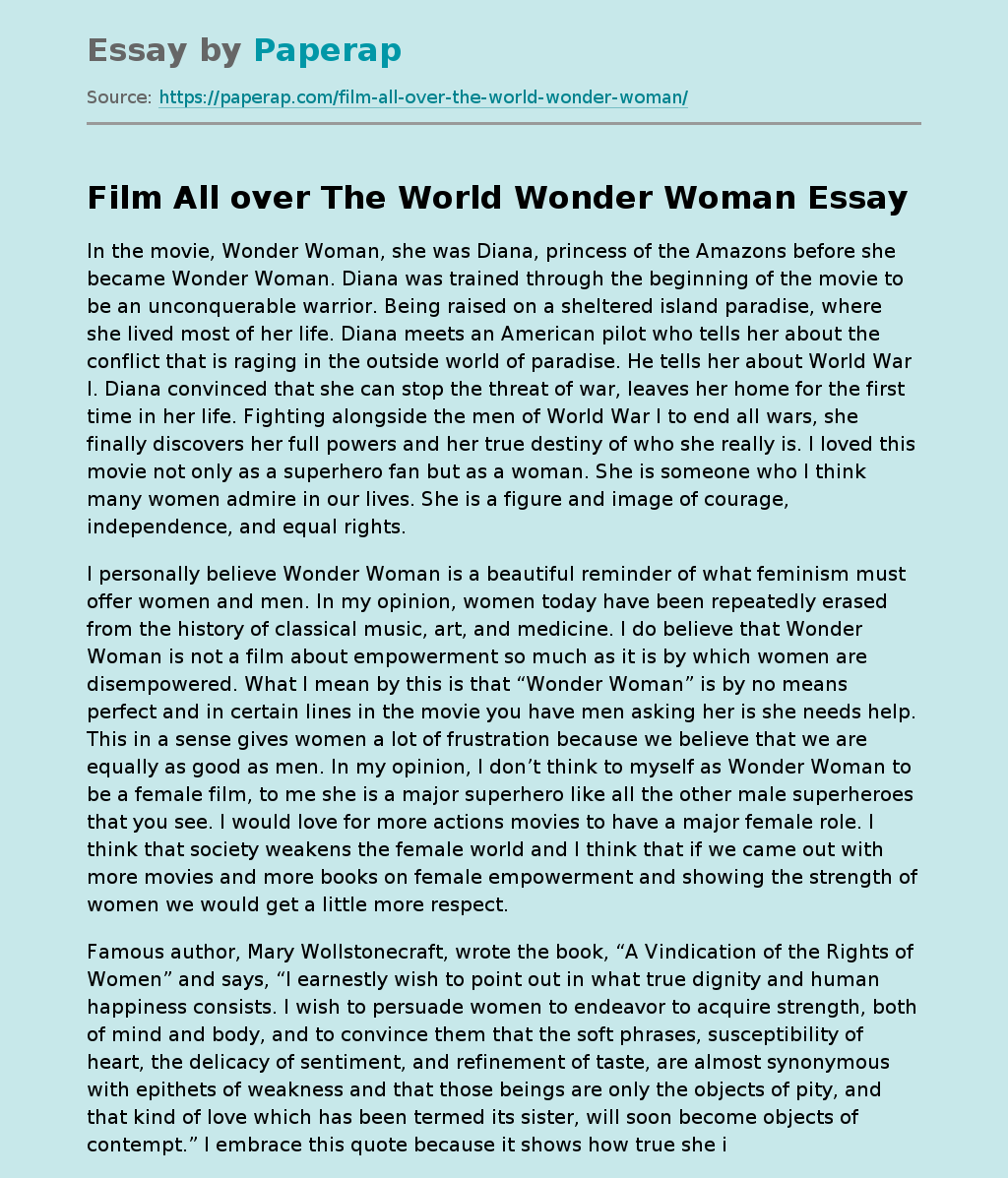 Film All over The World Wonder Woman