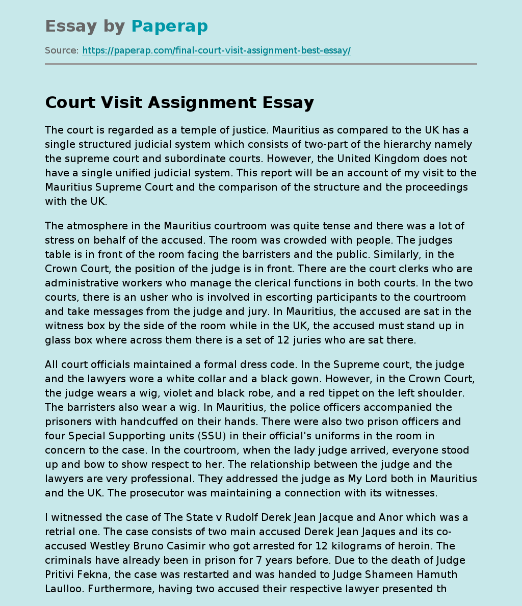 Court Visit Assignment