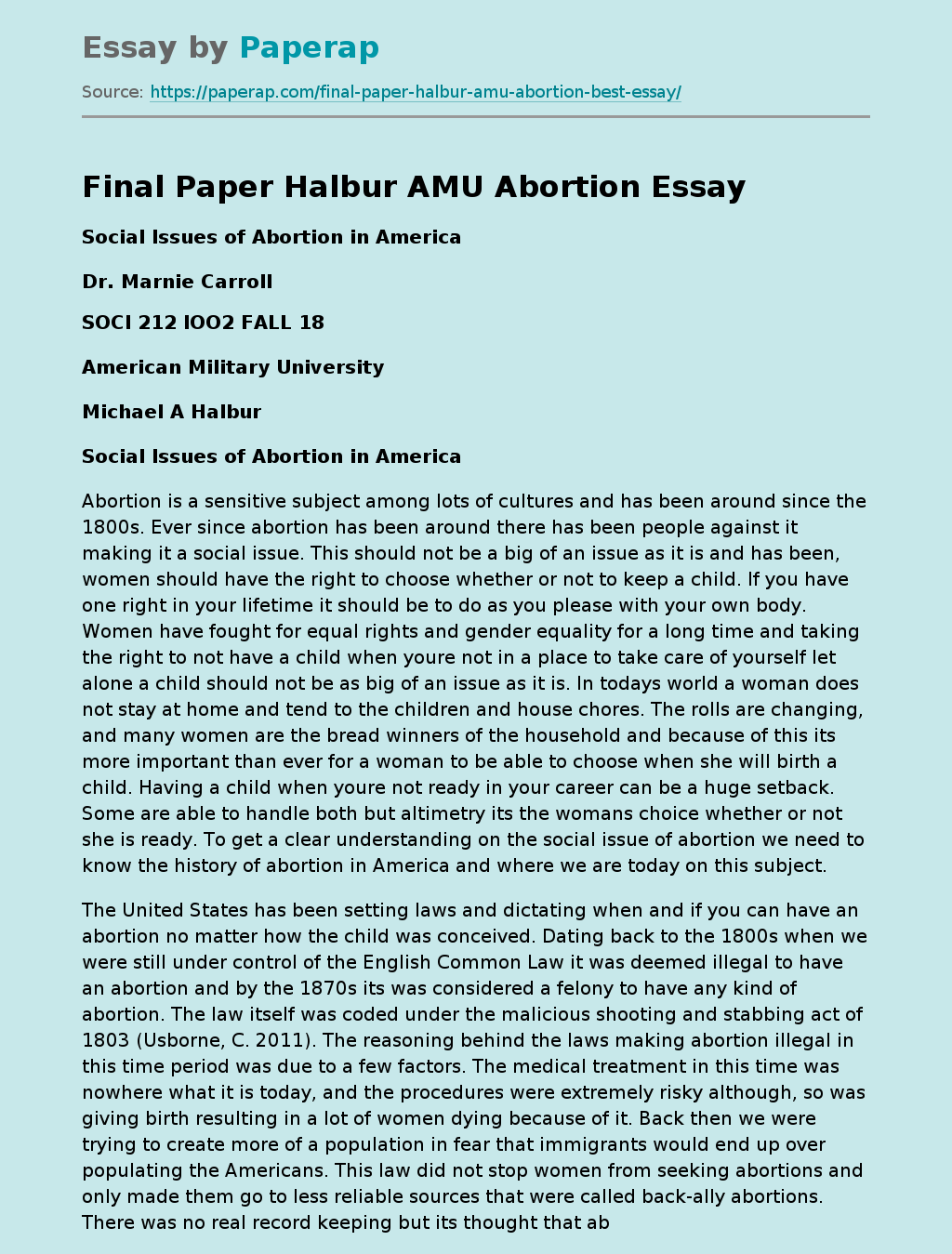 Final Paper Halbur AMU Abortion
