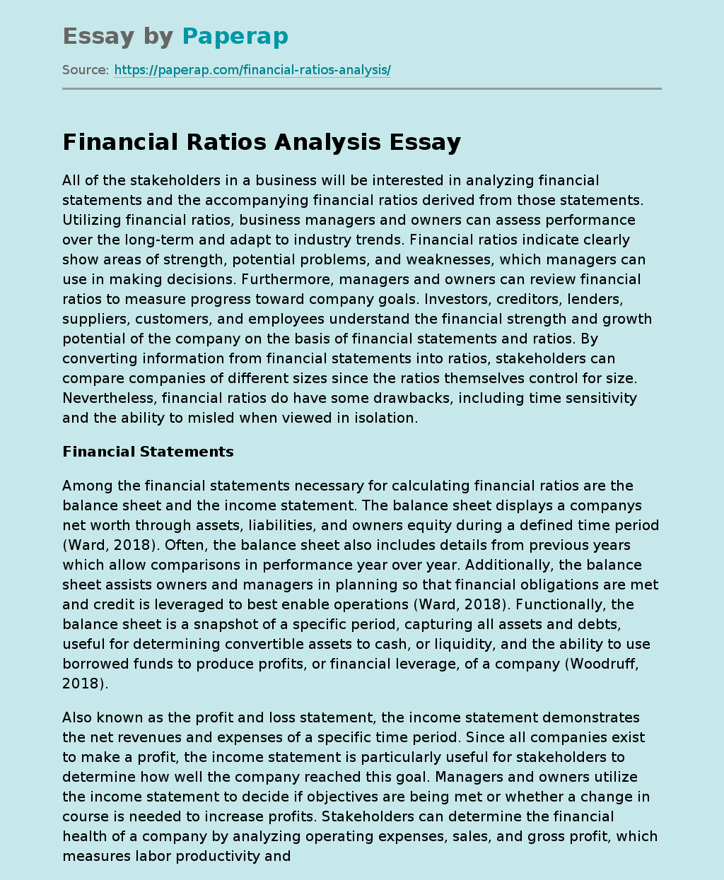 Financial Ratios Analysis
