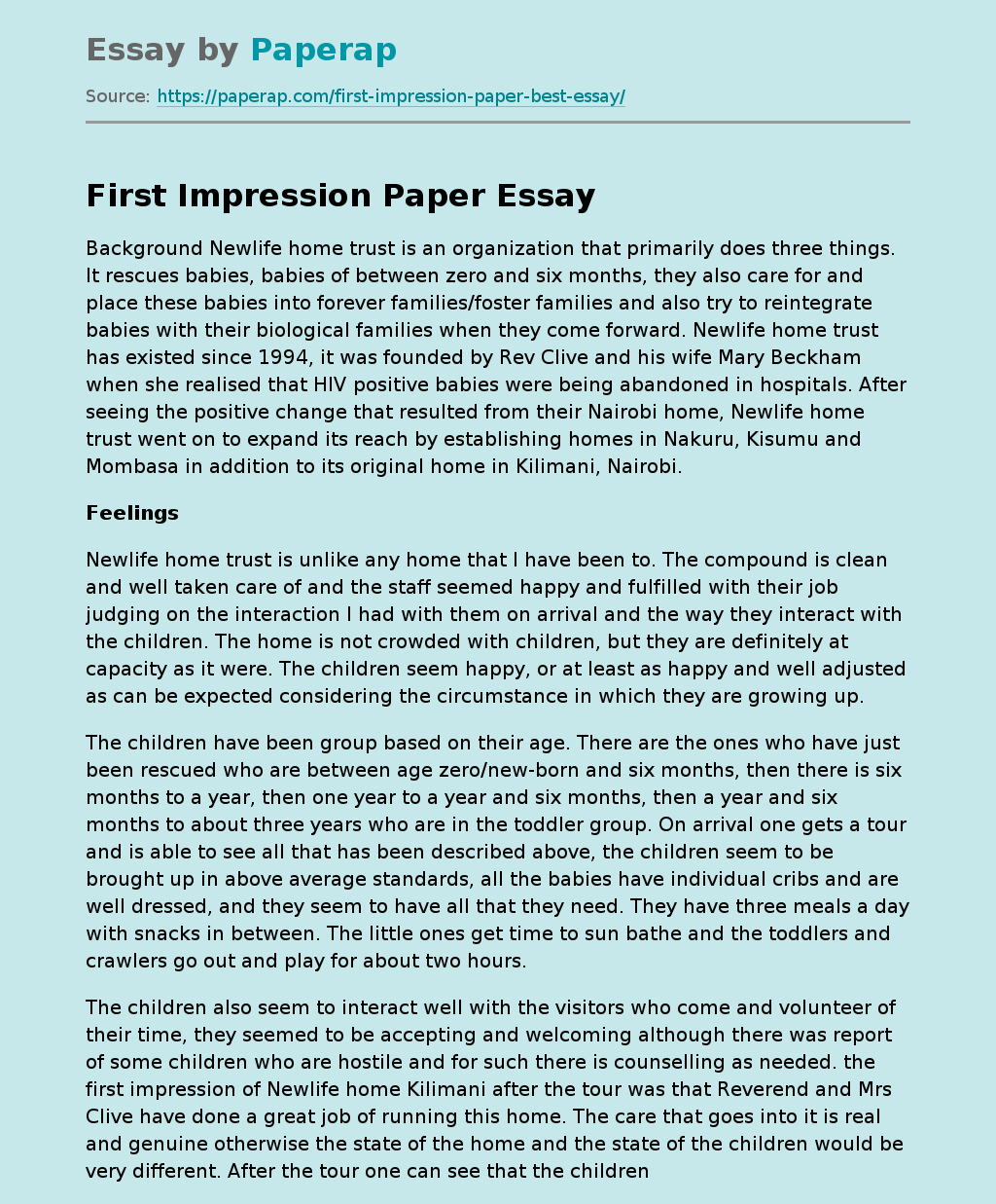 First Impression Paper