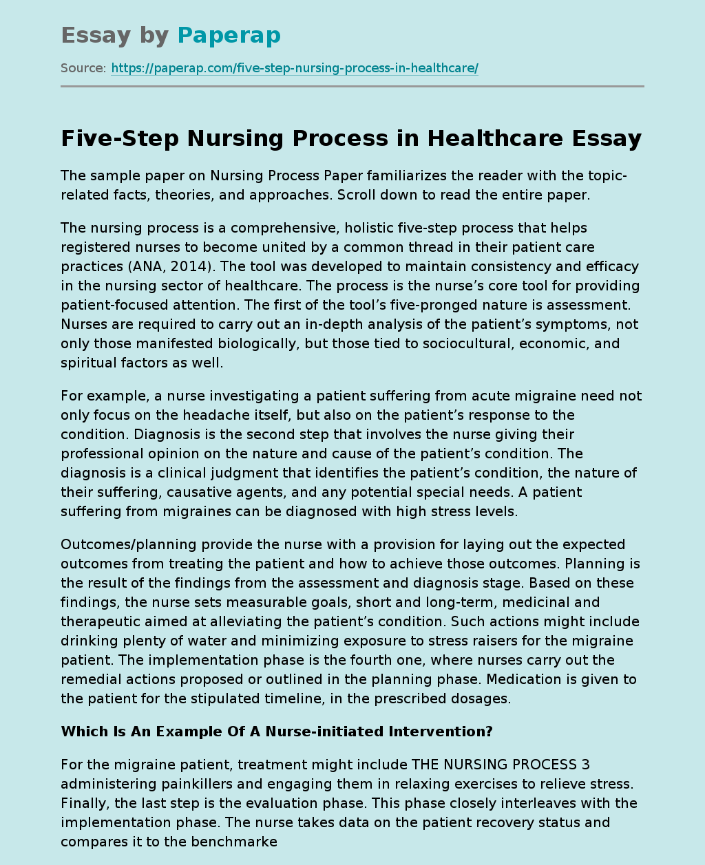 Five-Step Nursing Process in Healthcare