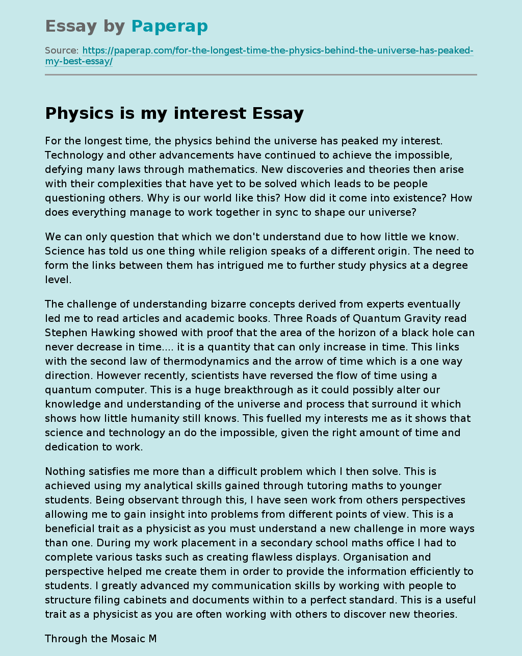 Physics is my interest