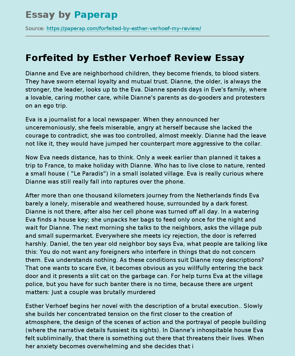 Book "Forfeited" by Esther Verhoef
