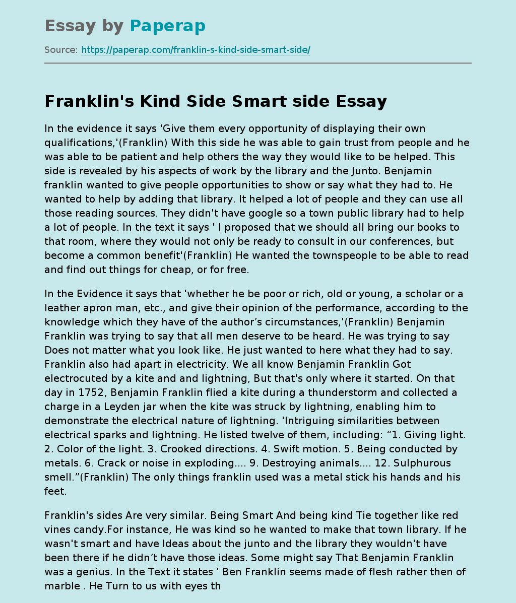 Franklin's Kind Side  Smart side