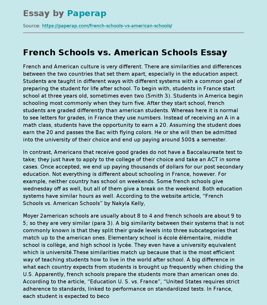 French Schools vs. American Schools