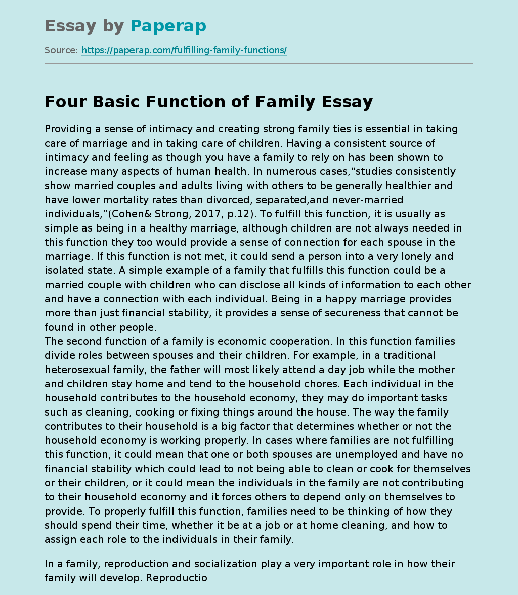 Four Basic Function of Family