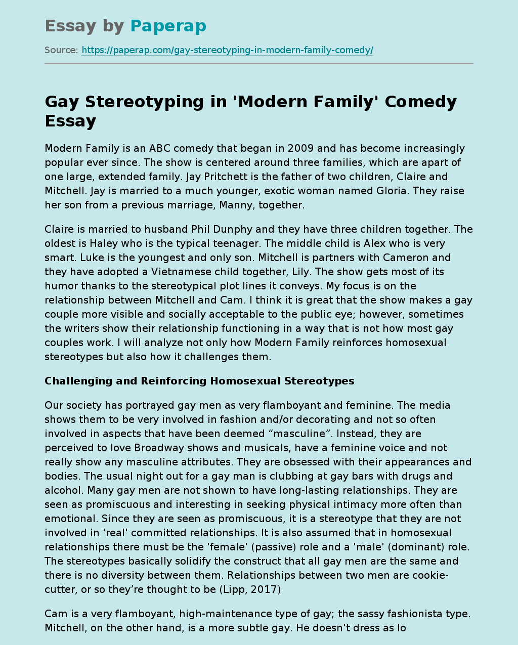 Gay Stereotyping in 'Modern Family' Comedy