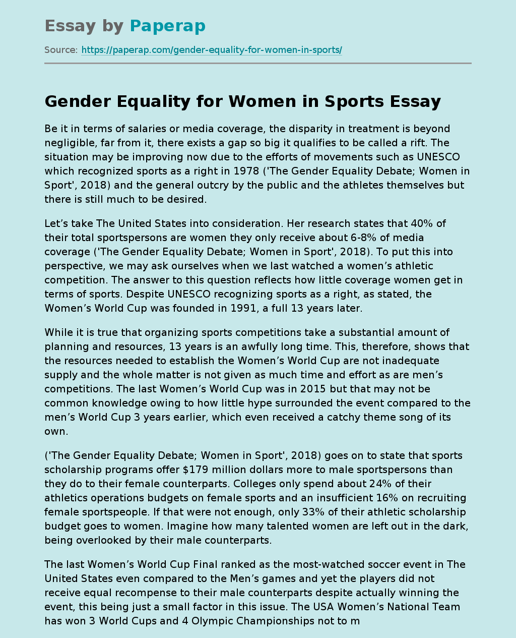 gender equality in sport essay
