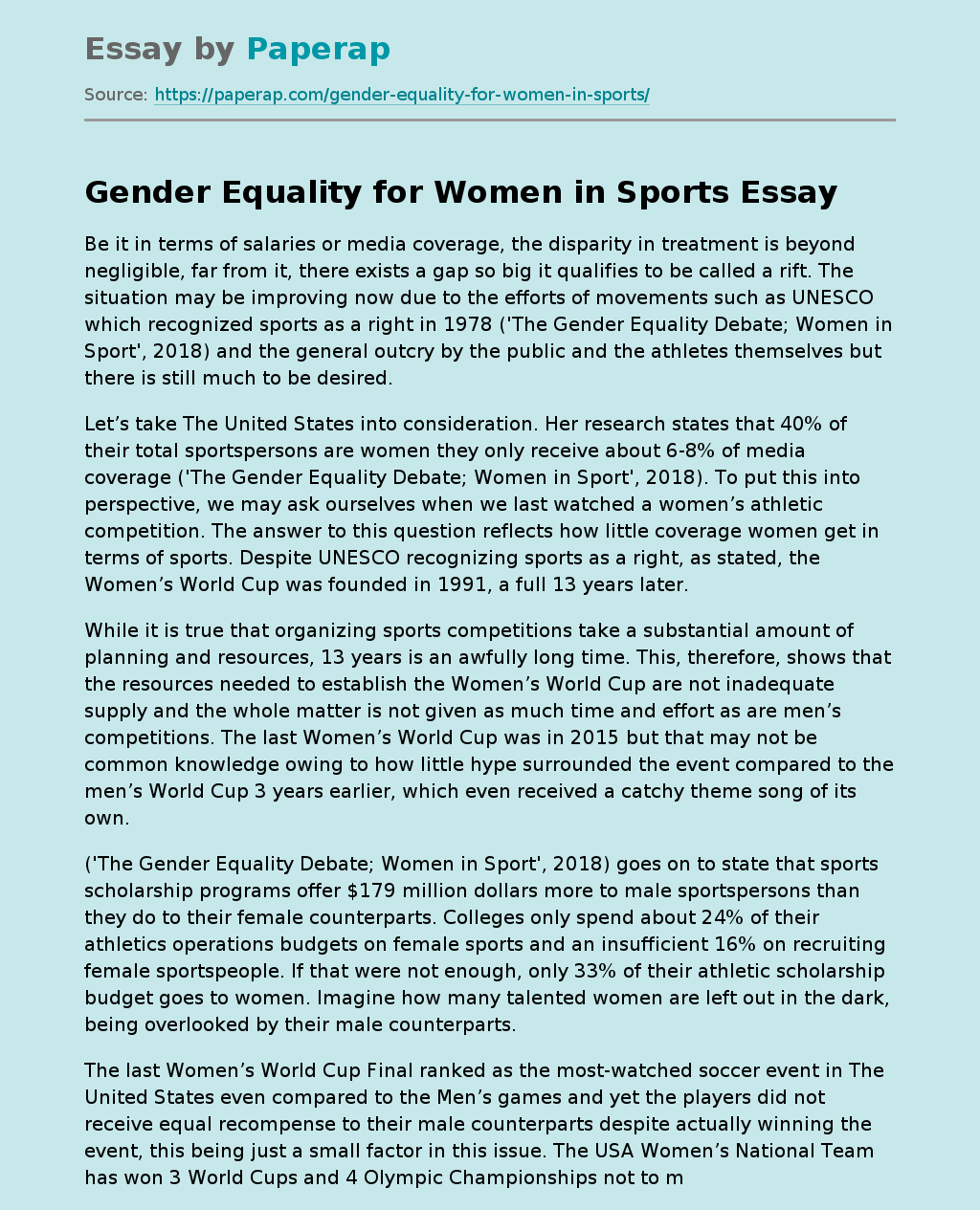 gender in sport essay