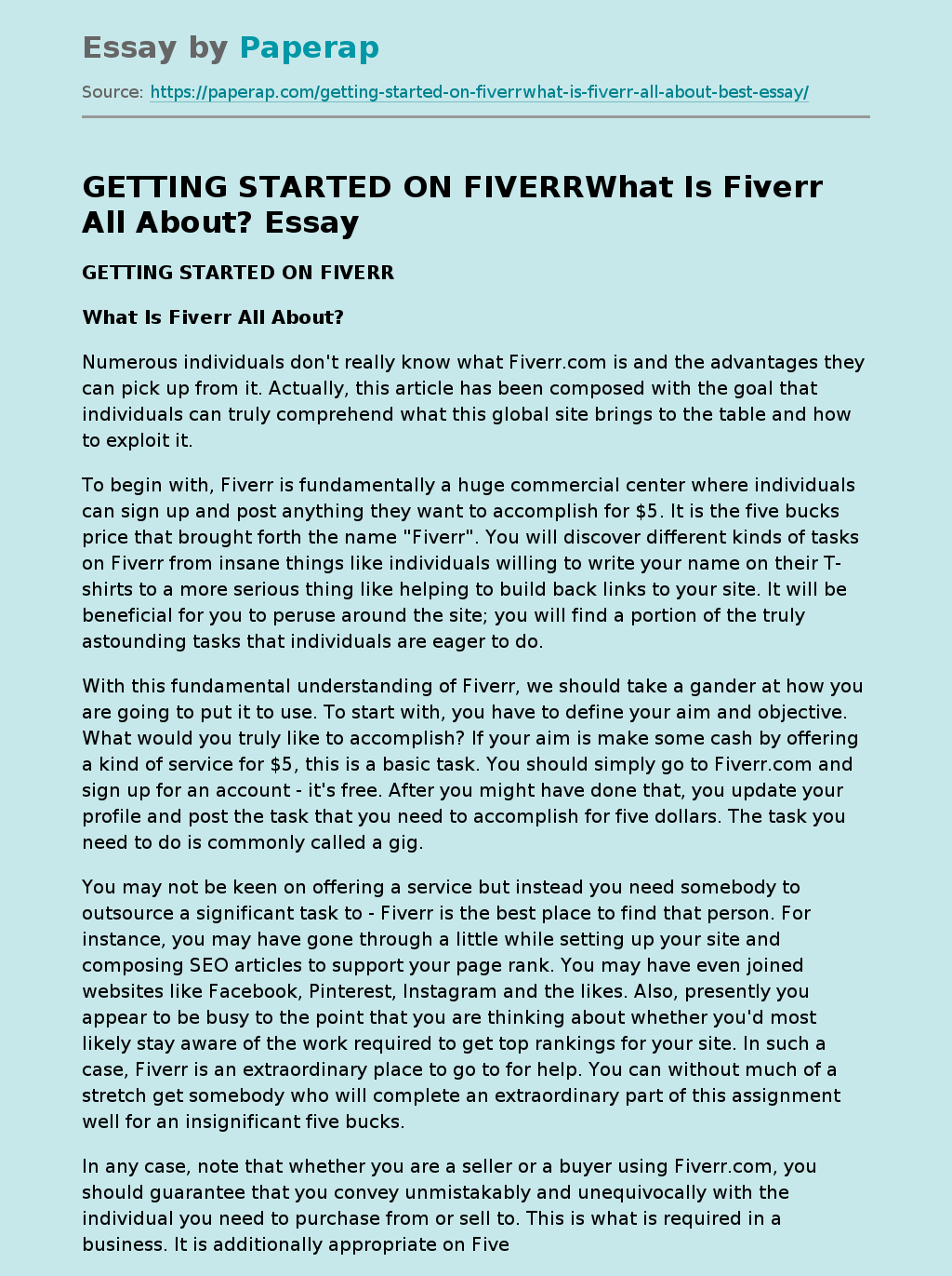 GETTING STARTED ON FIVERRWhat Is Fiverr All About?