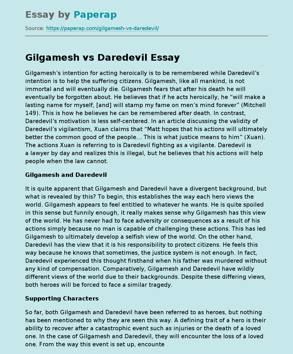 Gilgamesh vs Daredevil