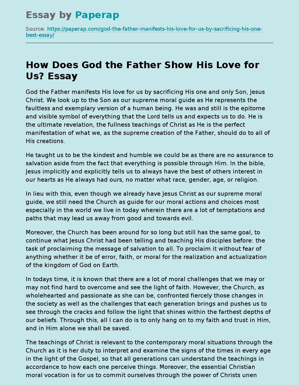 How Does God the Father Show His Love for Us?