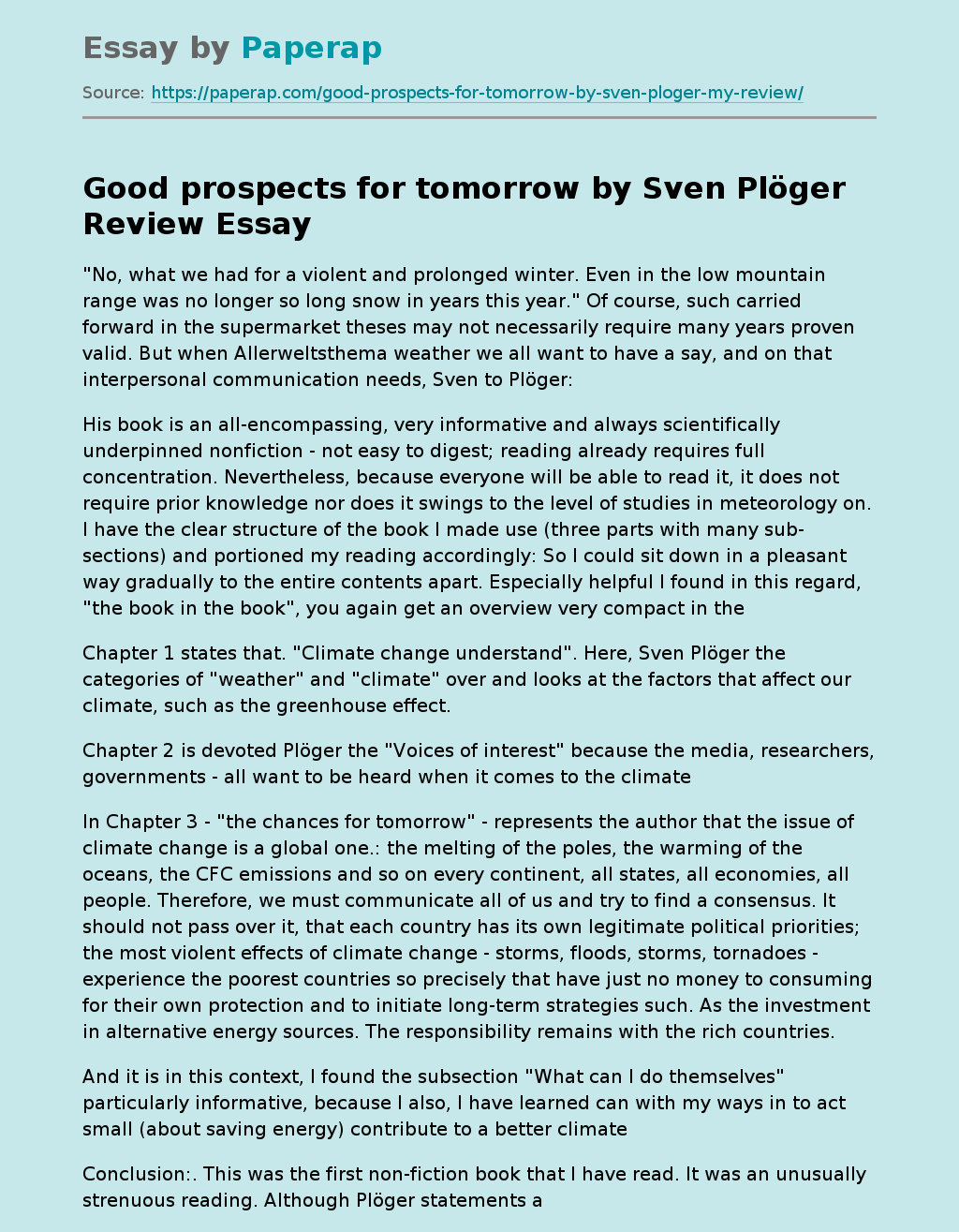 Good prospects for tomorrow by Sven Plöger Review