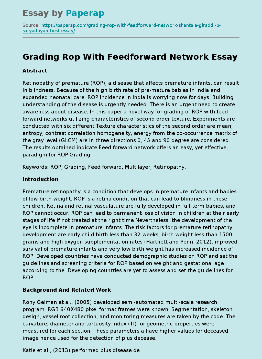 Grading Rop With Feedforward Network