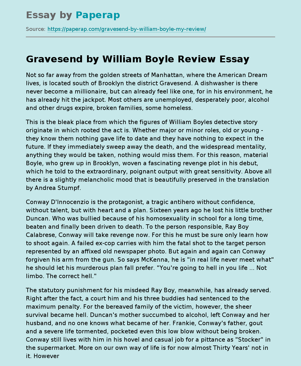 Gravesend by William Boyle Review