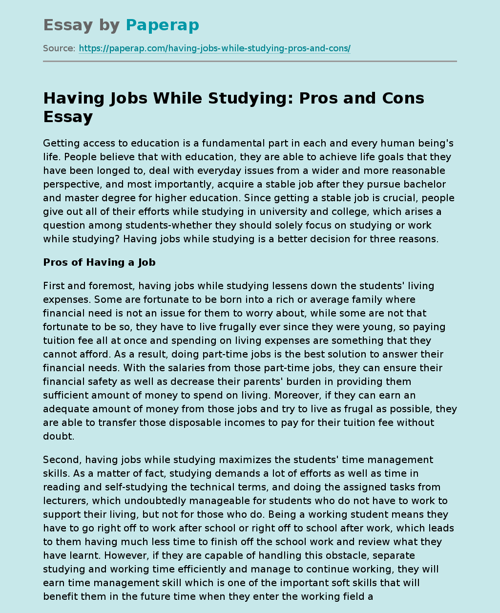 Having Jobs While Studying: Pros and Cons