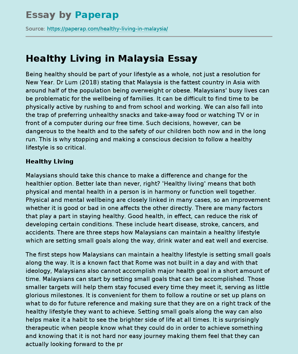 Healthy Living in Malaysia
