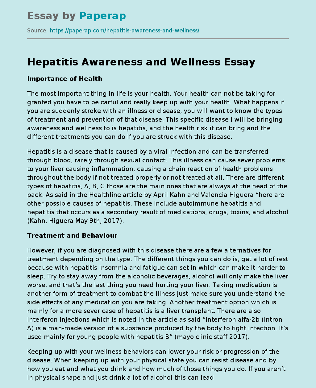 Hepatitis Awareness and Wellness