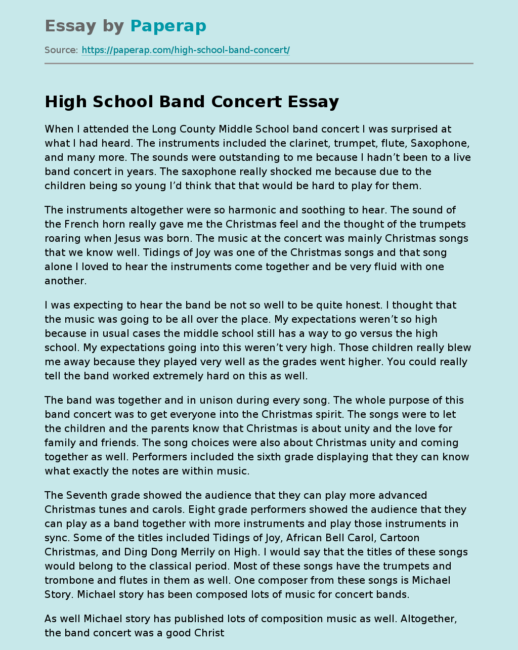 my school band essay grade 8