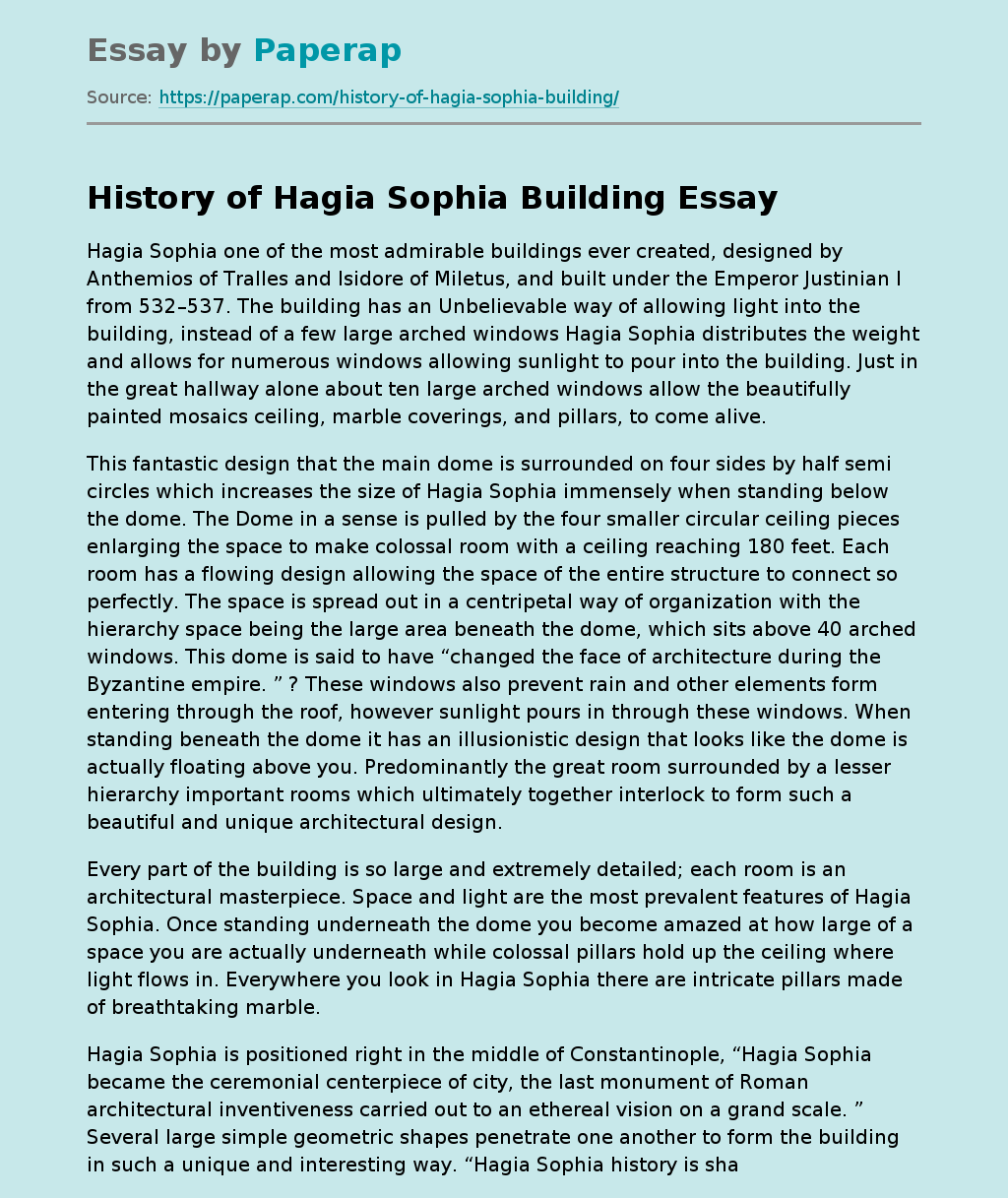 History of Hagia Sophia Building