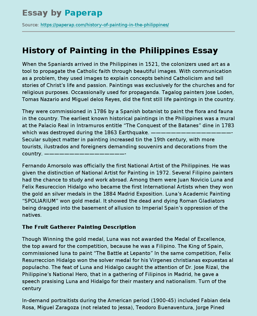 History of Painting in the Philippines