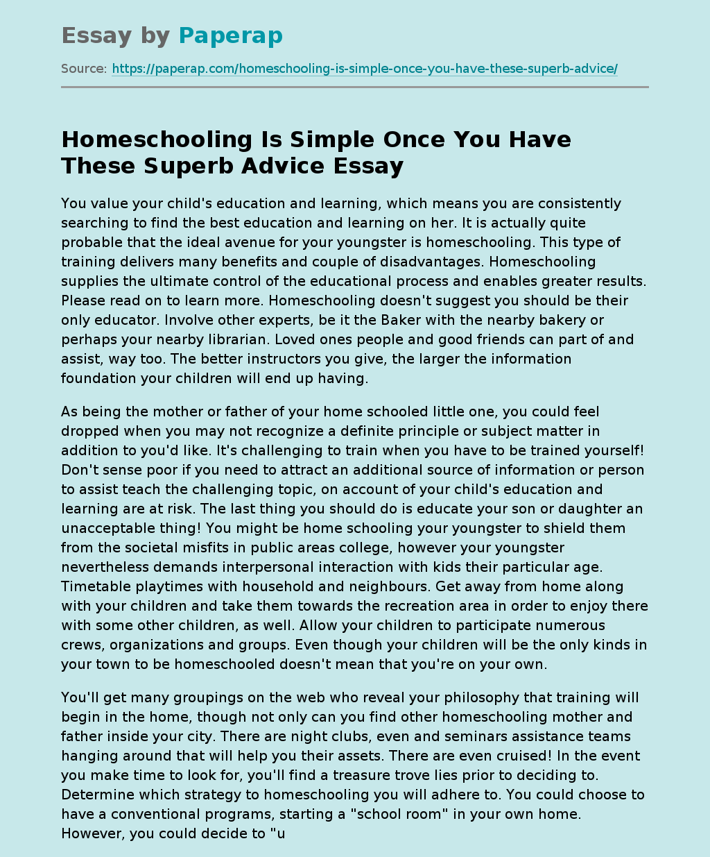 Homeschooling Is Simple Once You Have These Superb Advice