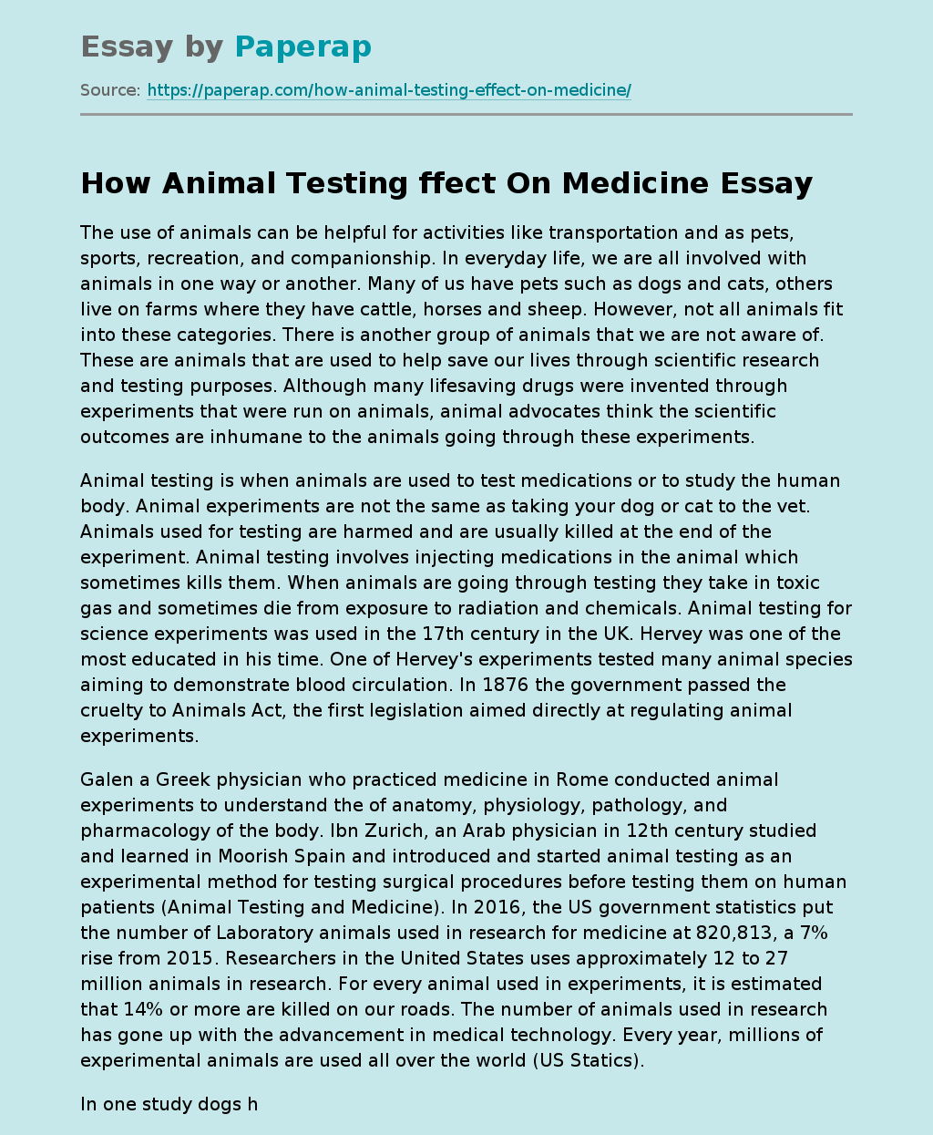 How Animal Testing ffect On Medicine